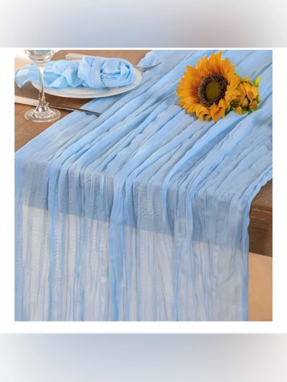 NEW-Set of 2 -10 Foot BabyBlue Cheesecloth Table Runner Table Runner Boho Gauze